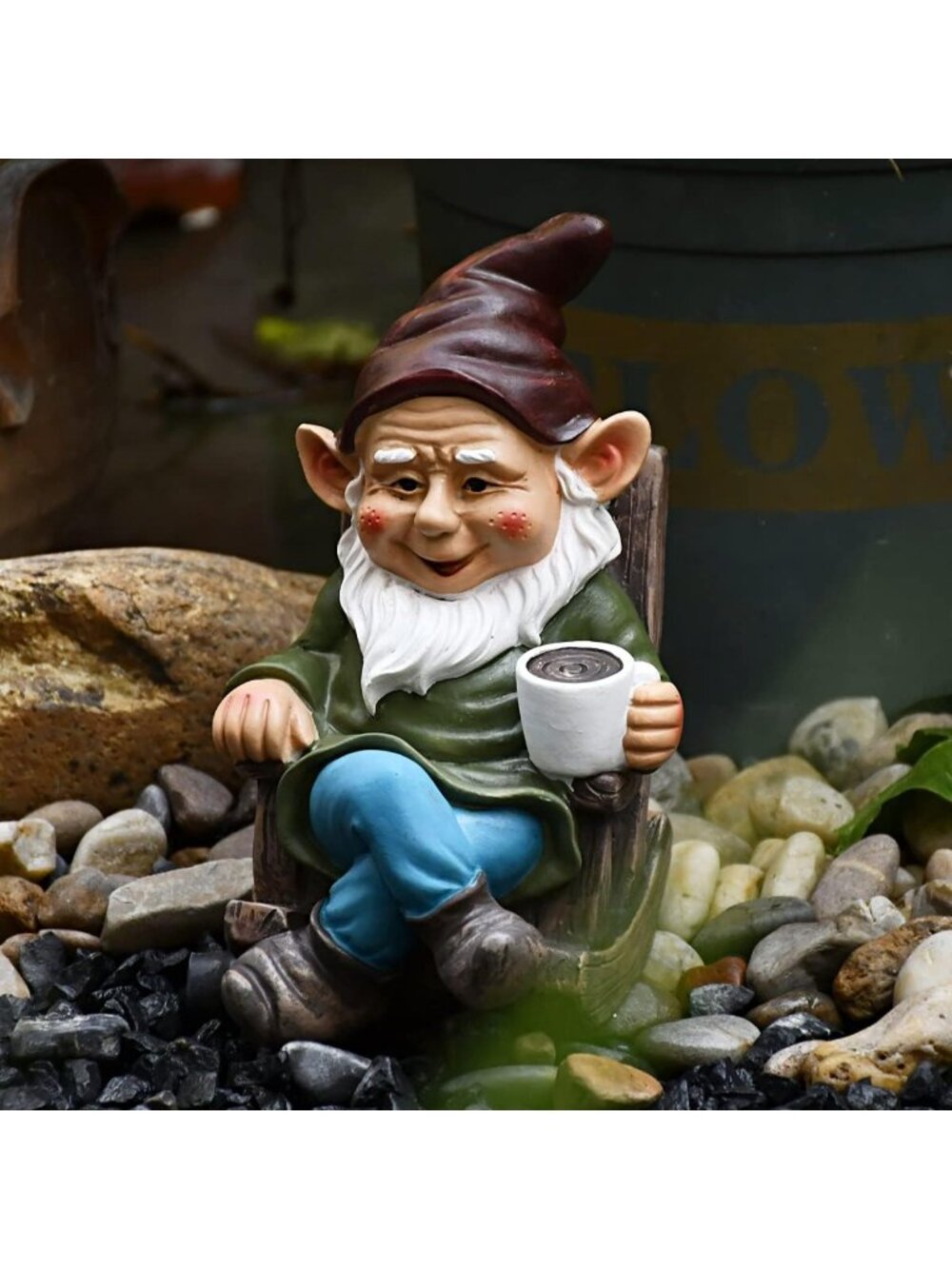 Charming Drinking Gnome Statue for Garden Decor - 7" Outdoor Patio Ornament